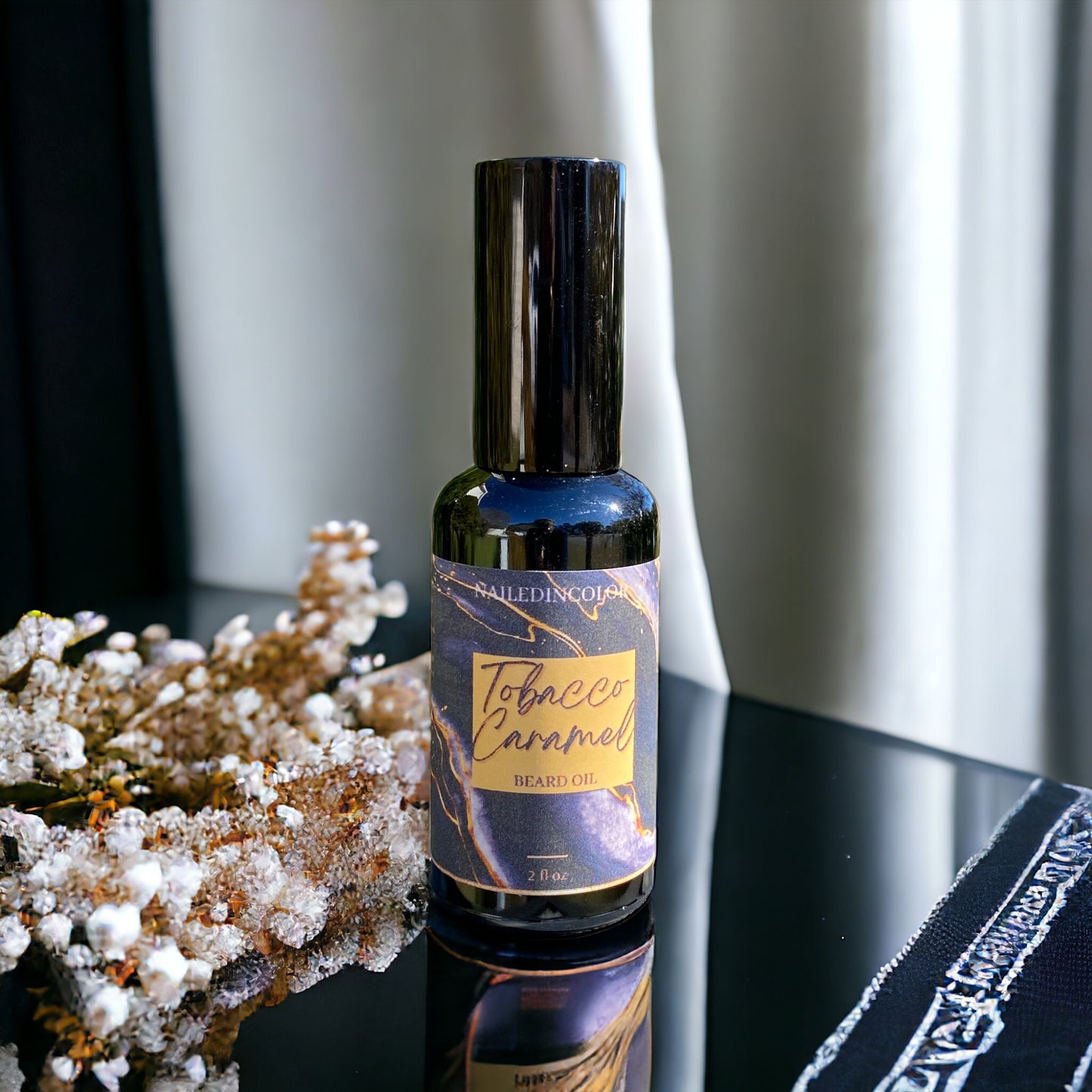 Tobacco Caramel Scented Beard Oil for Men by NailedInColor Beard Management Smoothing Skin Protection