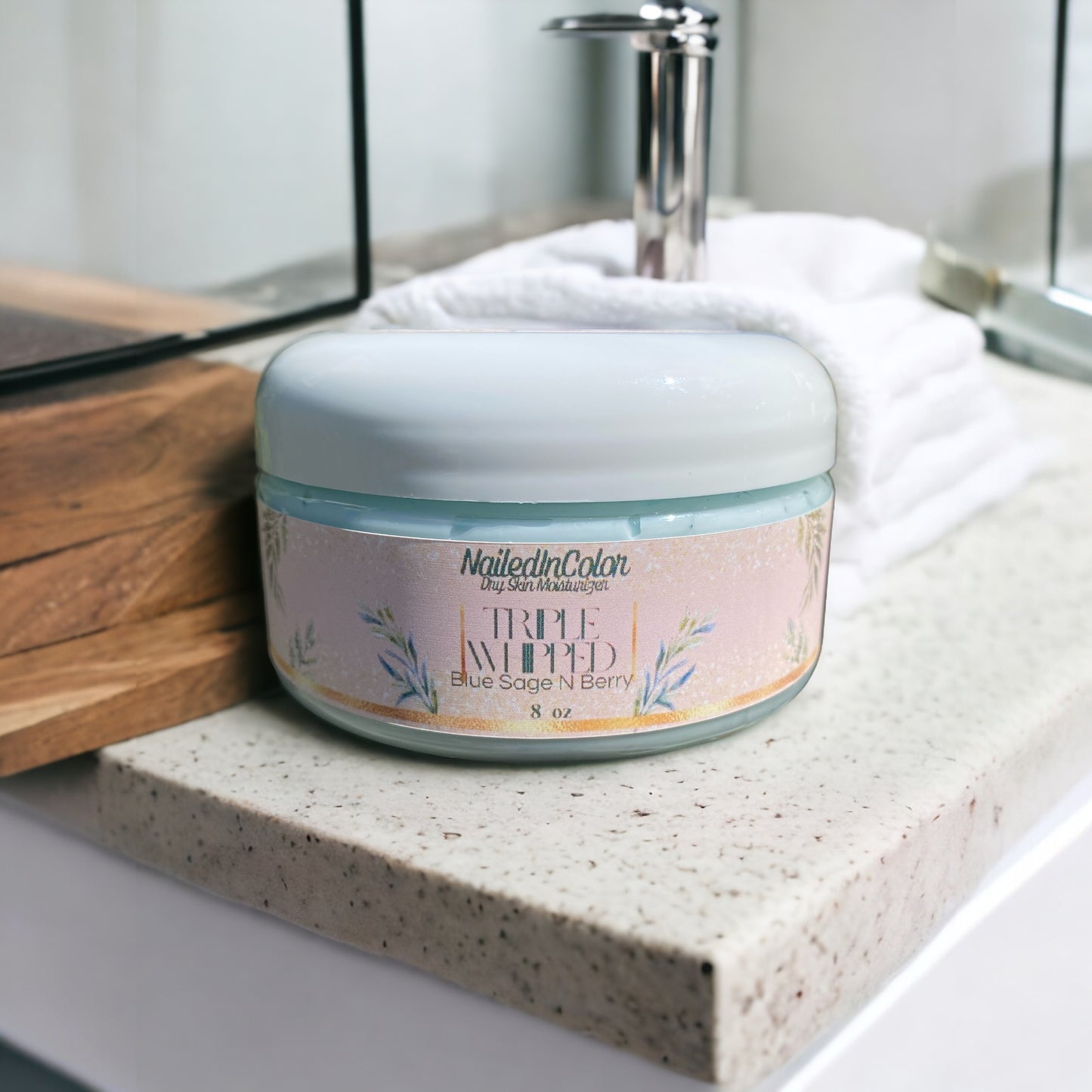 Blue Sage N Berry Triple Whipped Hand & Body Cream by NailedInColor Women's Scented Moisturizer Fresh Clean