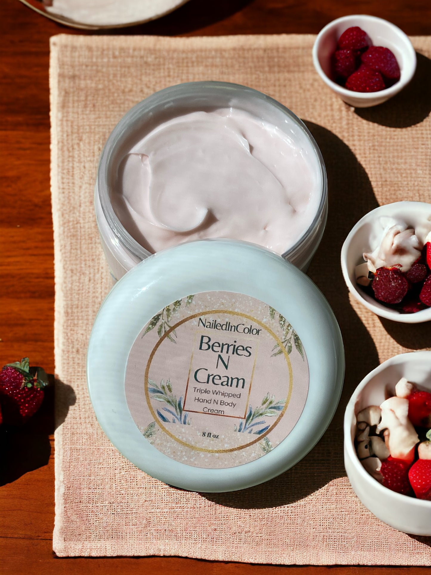 Berries N Cream Triple Thick Hand & Body Cream by NailedInColor Extra Thick Scented Moisturizer Women's Skin Care