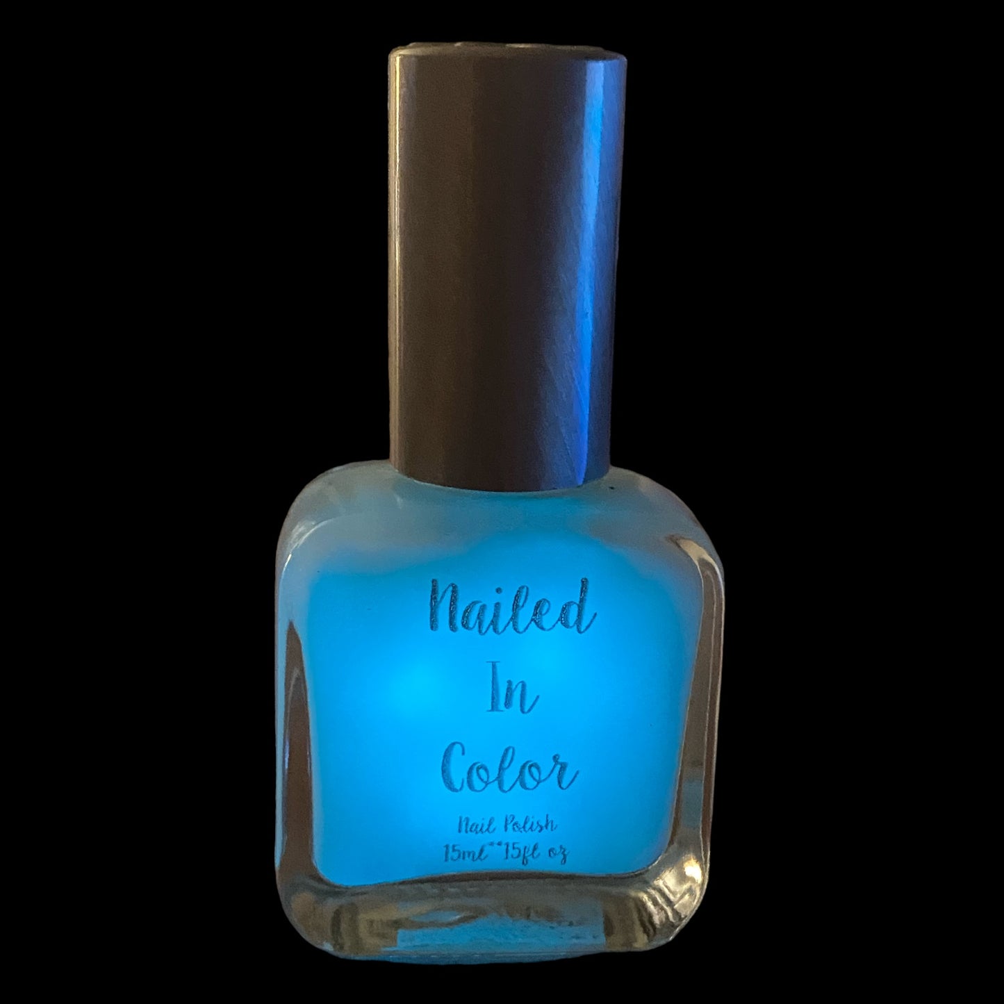 Lunar Blue by NailedInColor Glow in the Dark Opaque Nail Polish Sunlight Enhanced nail color to light blue by NailedInColor