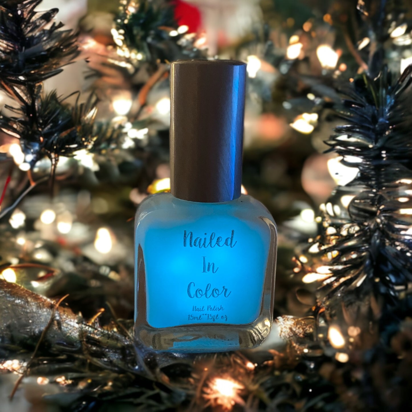 Lunar Blue by NailedInColor Glow in the Dark Opaque Nail Polish Sunlight Enhanced nail color to light blue by NailedInColor