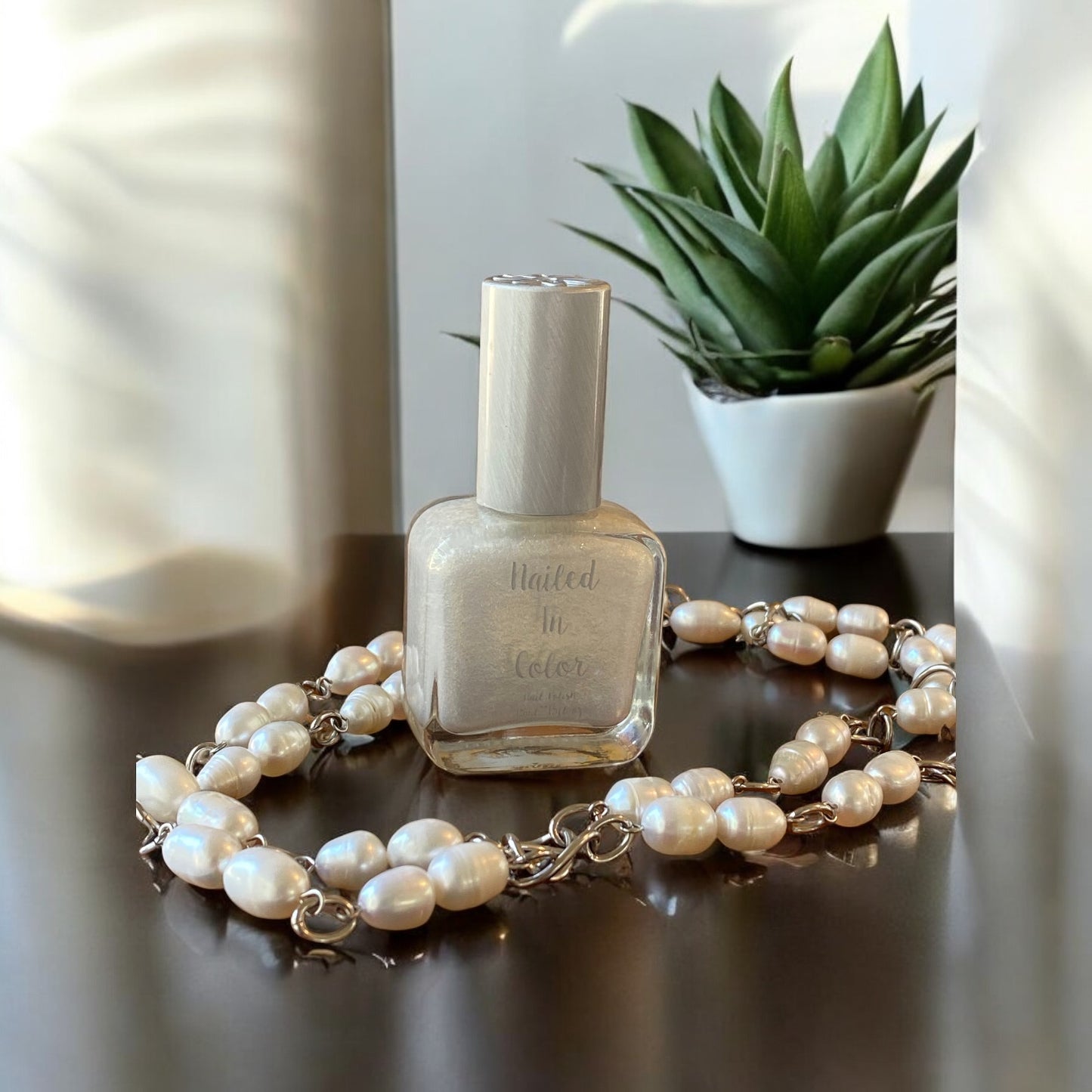 Nana's Pearls Beautiful Shimmery Frosty Pearl Nail Polish Gold Highlights Women's Teens Nail Color by NailedInColor