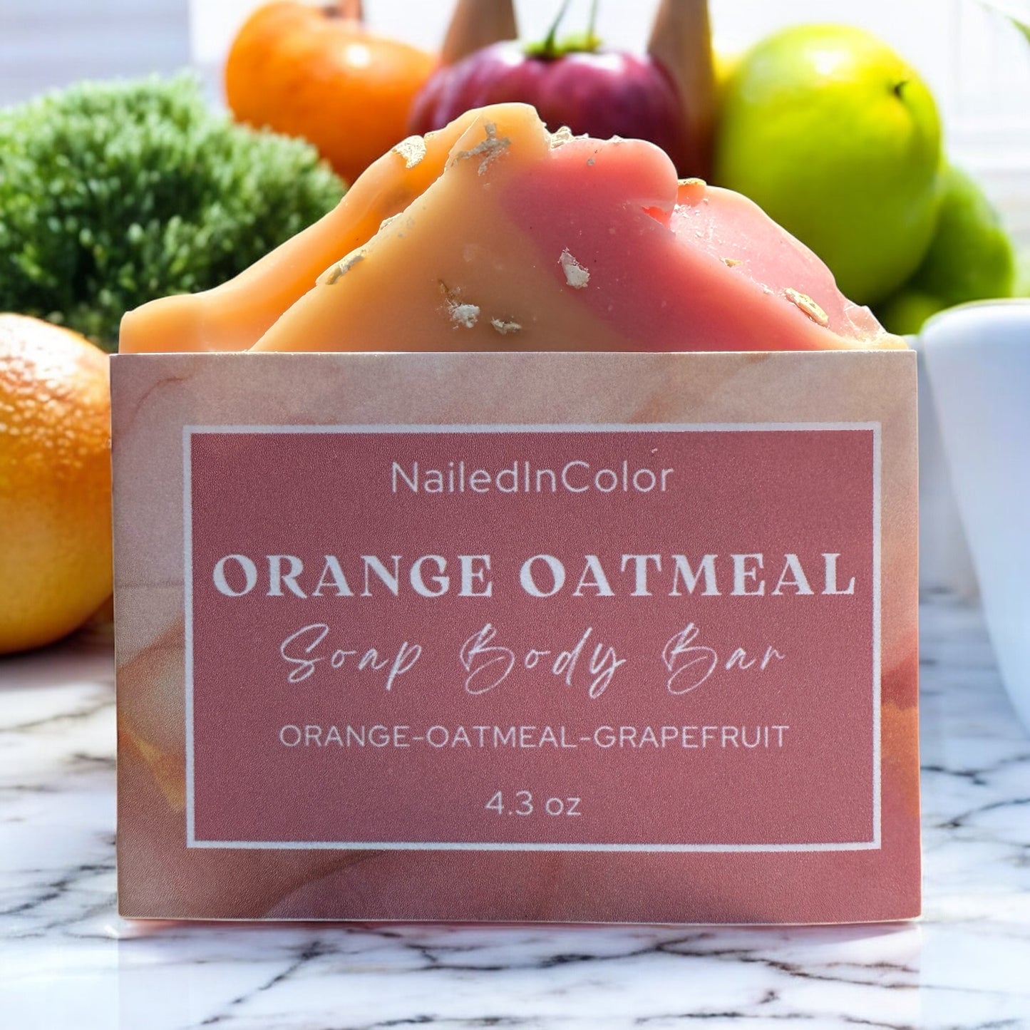 Orange Oatmeal Scented Soap- Bath Bar-Shower Soap-Women's-Teens-Deliciously Scented Body Cleanser by NailedInColor