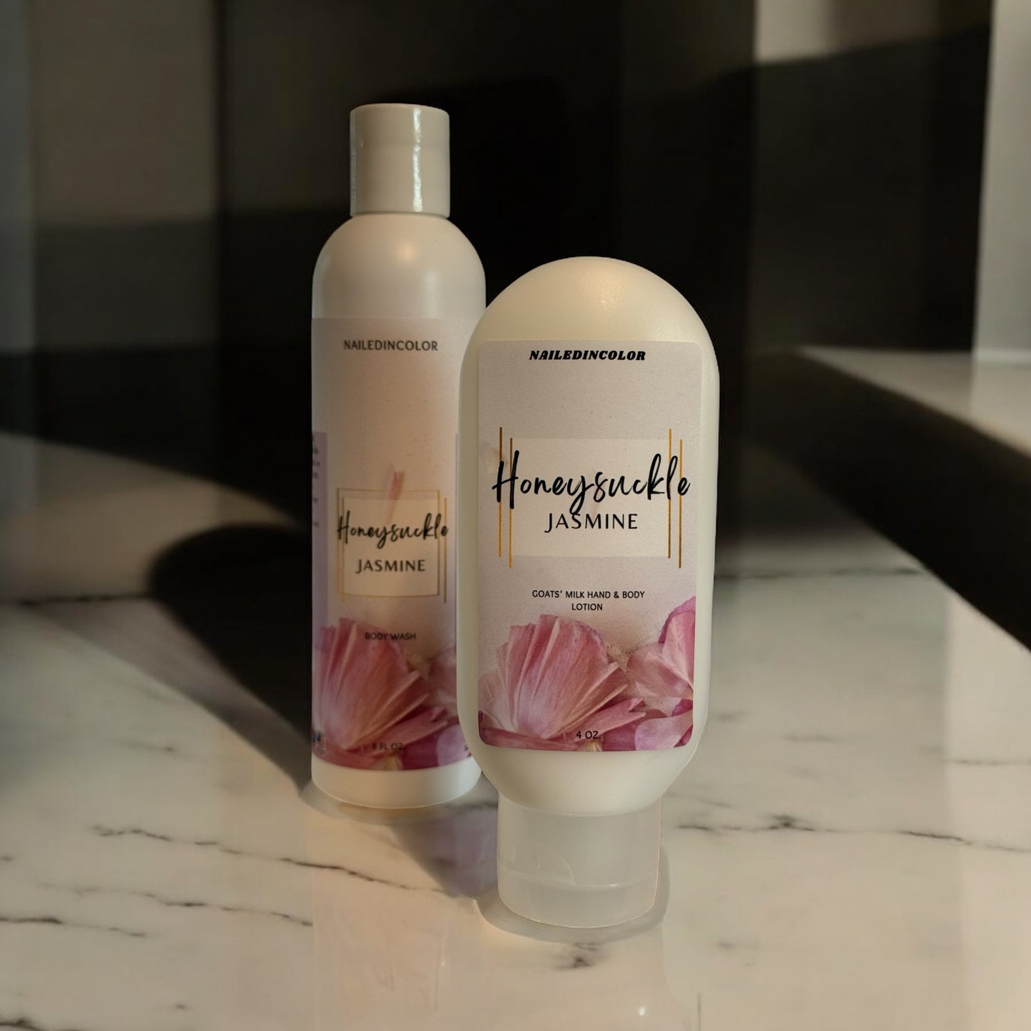 Honeysuckle Jasmine Bundle Up! Women's Shower Gel and Matching Lotion-Scented Skin Care-Moisturizing-Hydrating-Goats' Milk