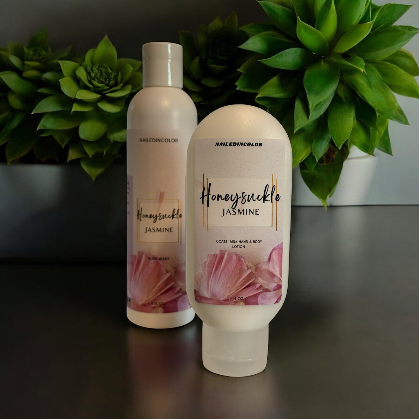 Honeysuckle Jasmine Bundle Up! Women's Shower Gel and Matching Lotion-Scented Skin Care-Moisturizing-Hydrating-Goats' Milk