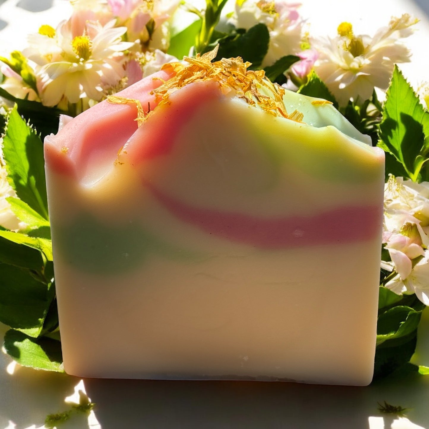 Wildflower Floral & Calendula Petal Soap Bar Soft Glow Cleanser for Women & Teens