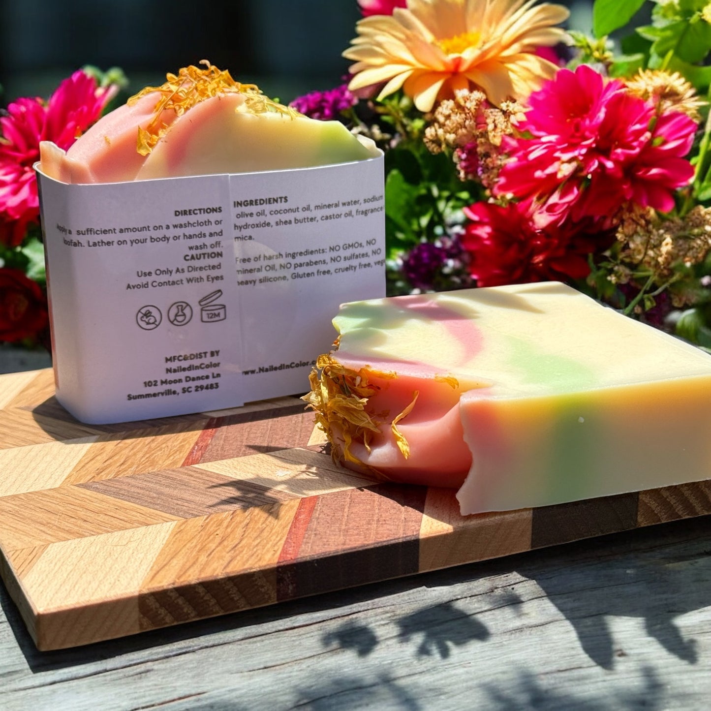 Wildflower Floral & Calendula Petal Soap Bar Soft Glow Cleanser for Women & Teens
