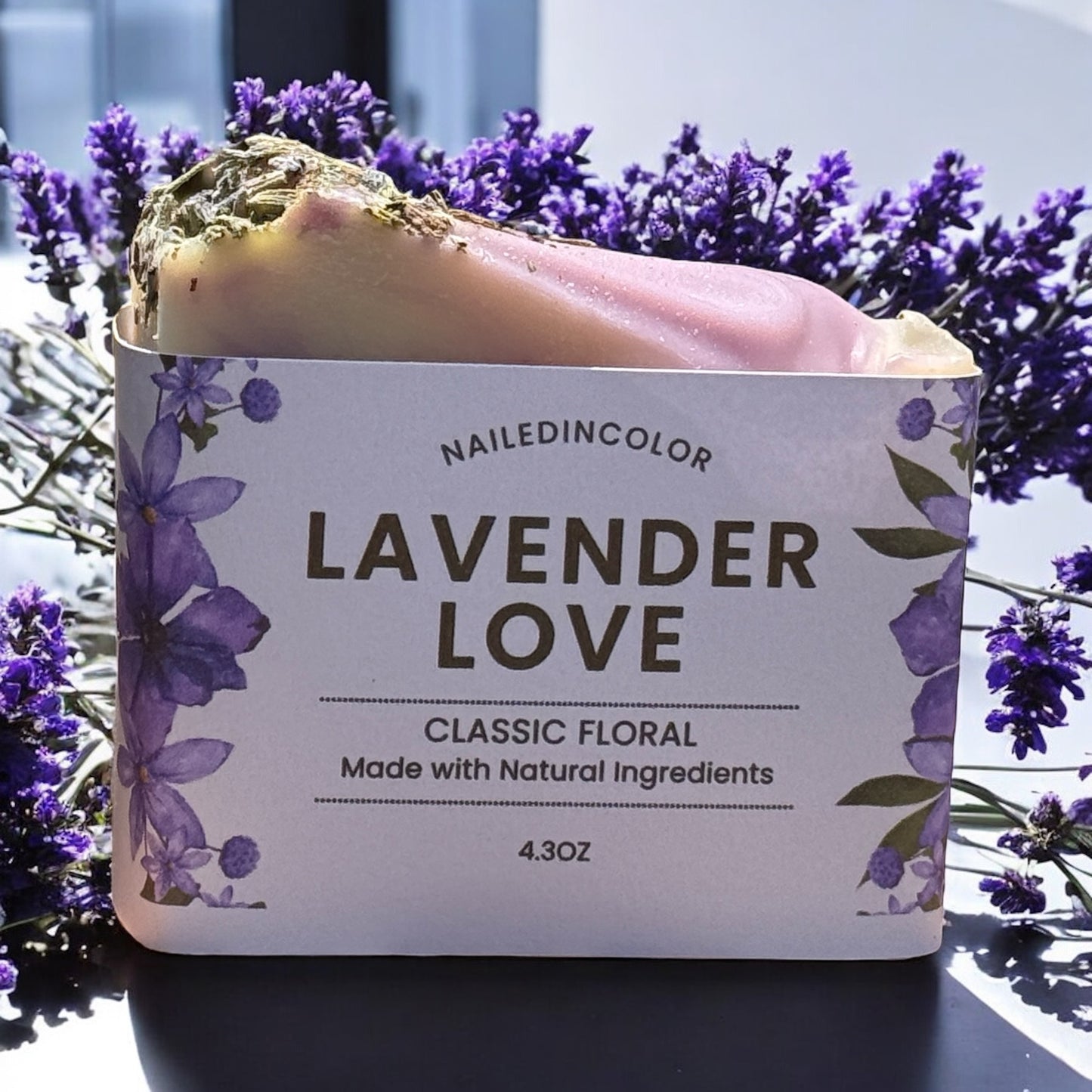 Lavender Love Scented Bar Soap for Women, Teens, Clean, 4.3 oz, Soft Skin, Fragrance NailedInColor