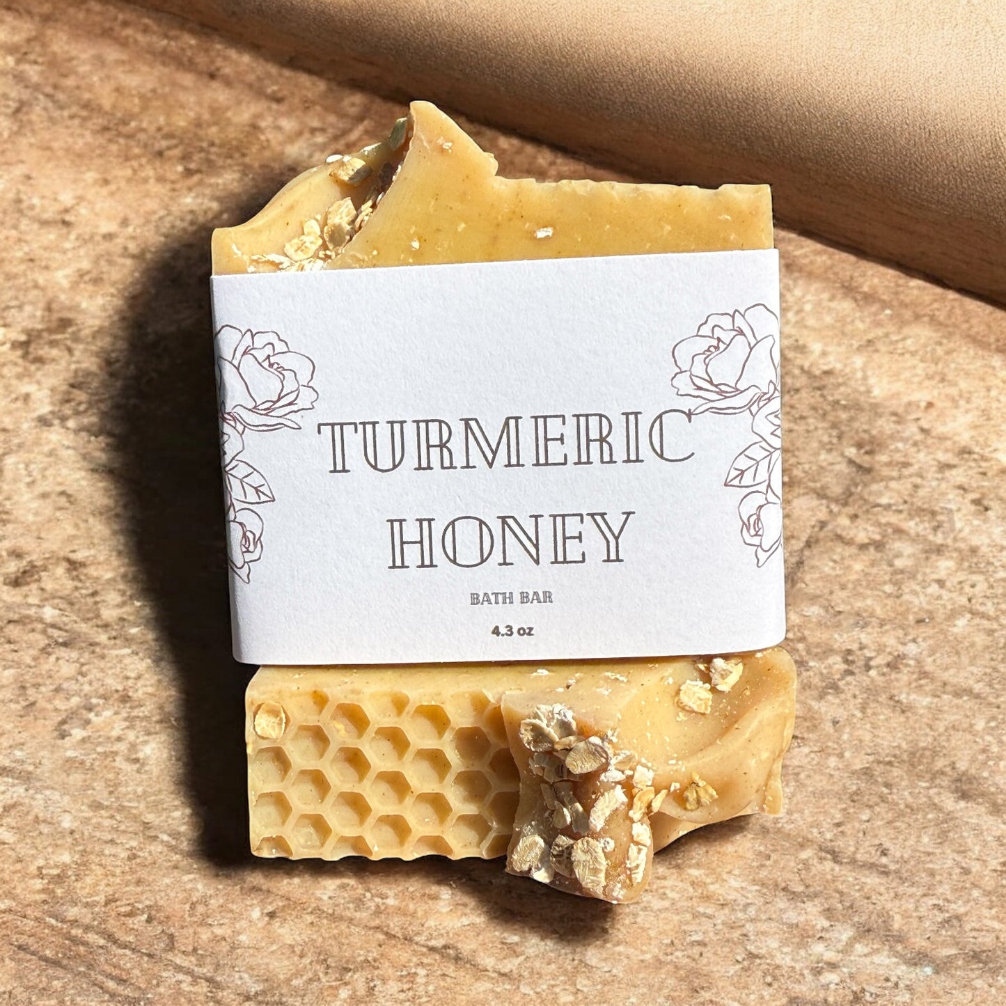 Turmeric Honey Body Bar, Women's Scented Hand Soap, Cleanser, Fresh, Clean, Bath Bar, Subtle, Moisturizer,4.3 oz, by NailedInColor