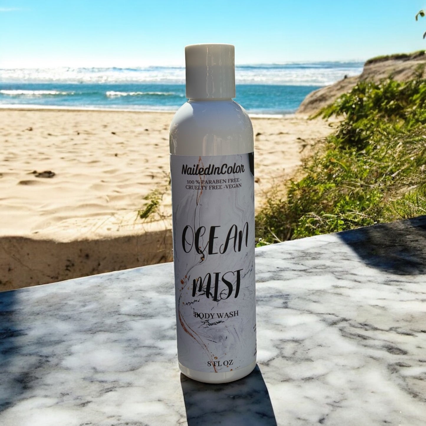 Ocean Mist Shower Gel – Clean & Fresh – Skin-Calming Botanicals – Unisex Daily Body Wash – 8 Fl Oz – NailedInColor Skincare