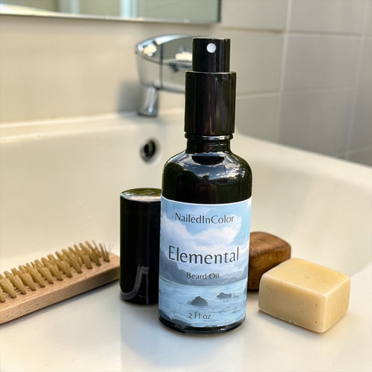 Elemental Beard Oil, Men's Scented Grooming Toiletry, Moisturizer, Skin Care, Alcohol Free, 2 Fl oz, by NailedInColor