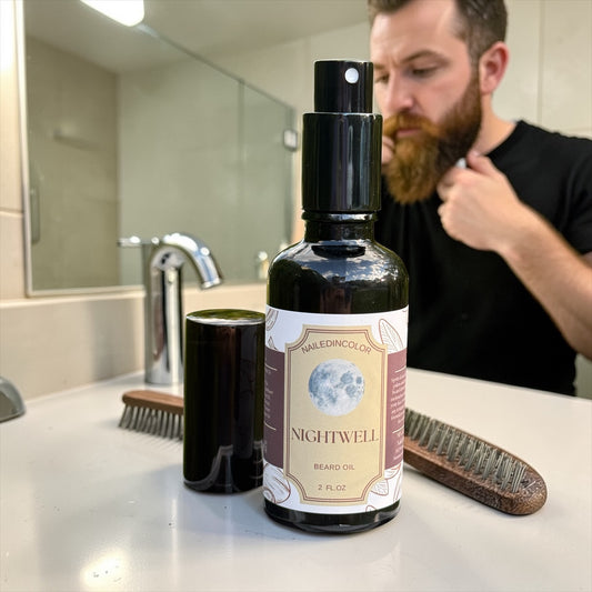 Nightwell Scented Beard Oil, Alcohol Free, Gluten Free, Men's Grooming, 2 Fl oz by NailedInColor