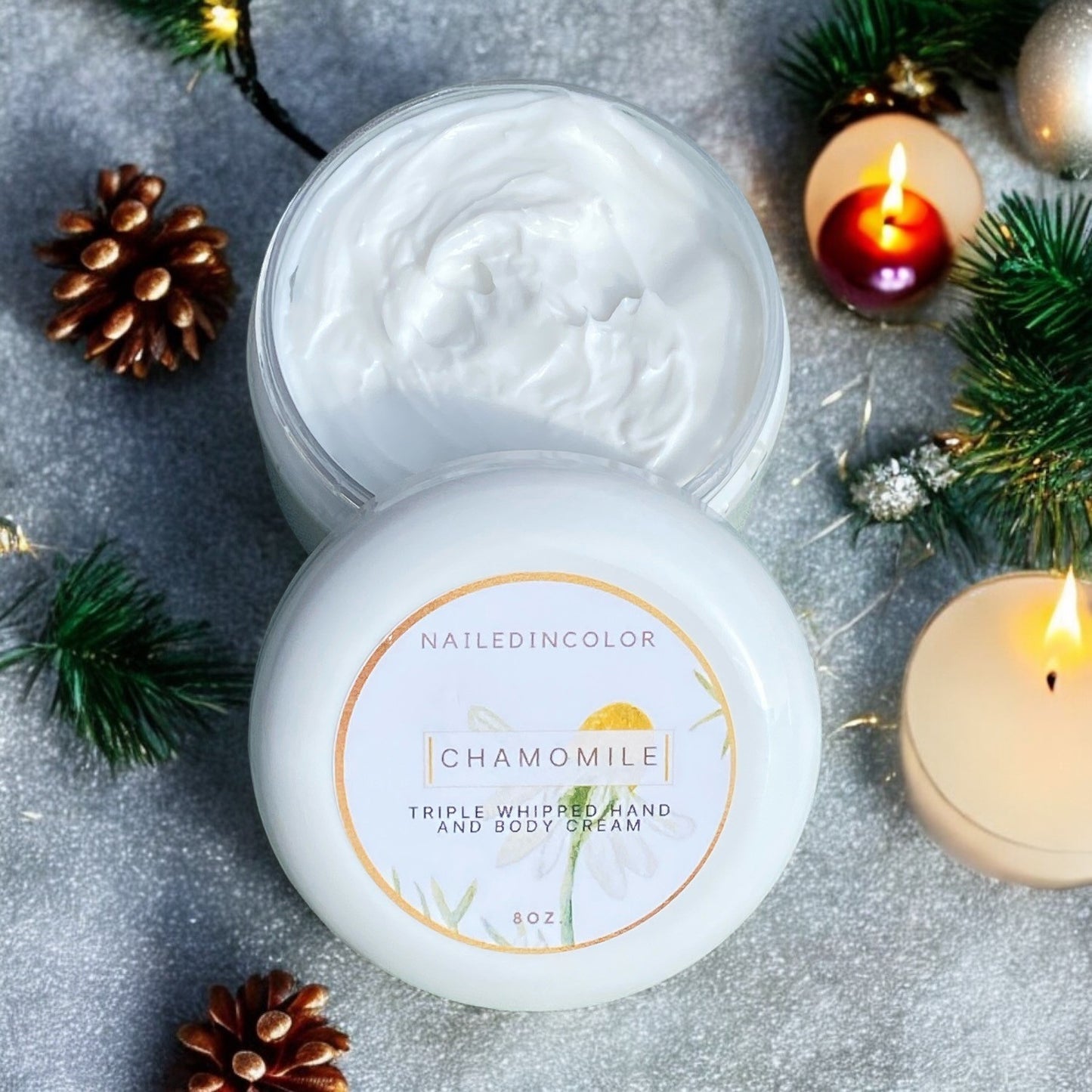 Triple Whipped Hand & Body Cream in Chamomile by NailedInColor Thick Moisturizer Scented Cream for Women