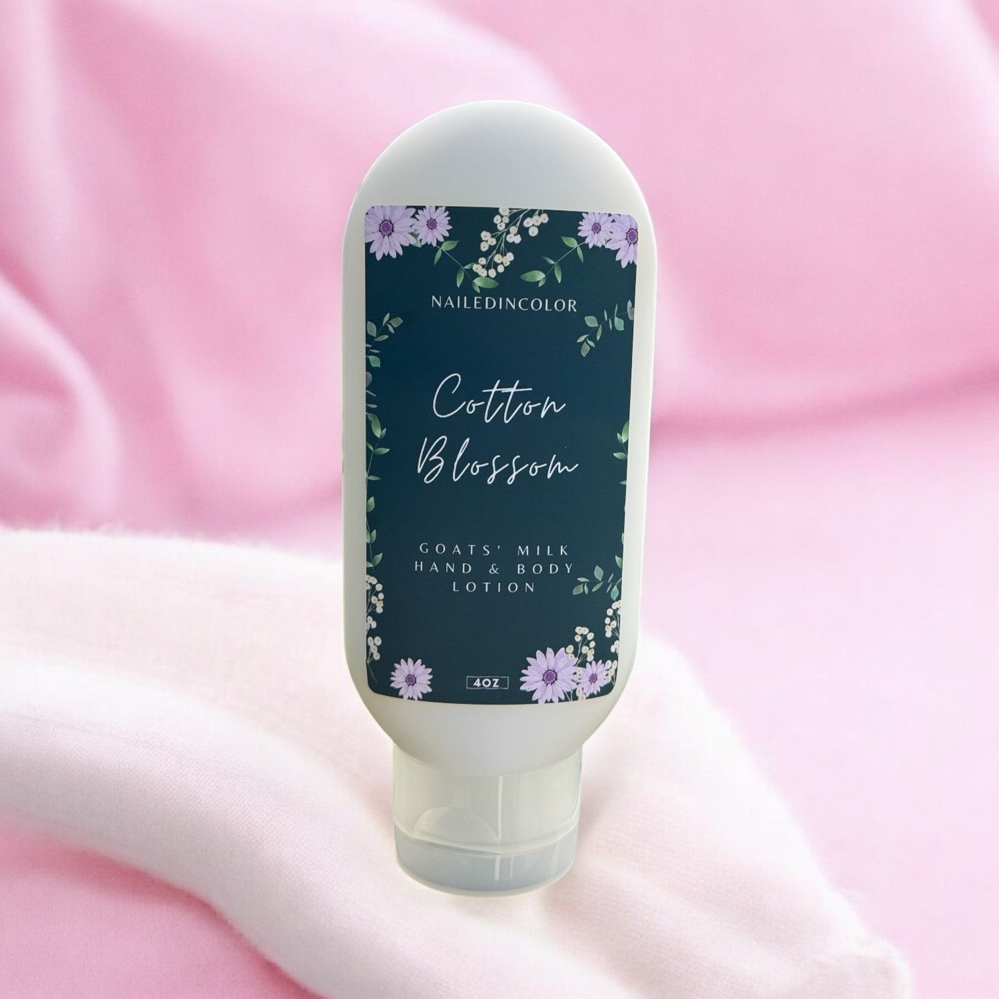 Cotton Blossom Goats' Milk Scented Hand & Body Lotion Skin Health Vitamins Women's Moisturizer 4oz by NailedInColor®