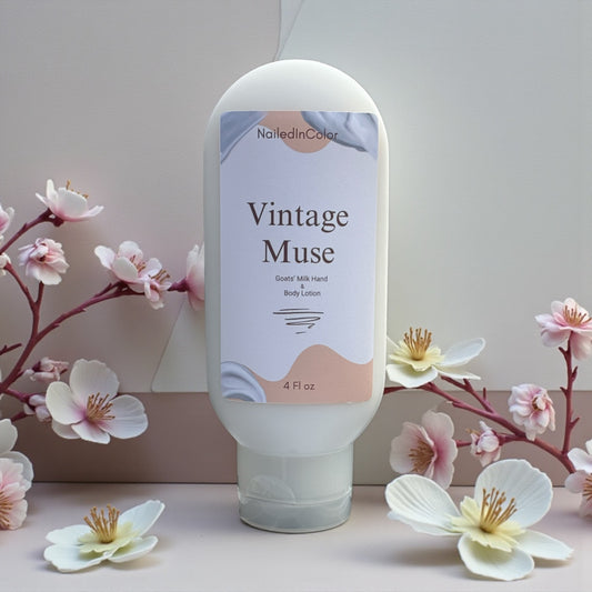 Vintage Muse Nourishing, Moisturizing, Scented Goats' Milk Hand & Body Lotion, Women, Teens, Skin Care, 4 Fl oz by NailedInColor
