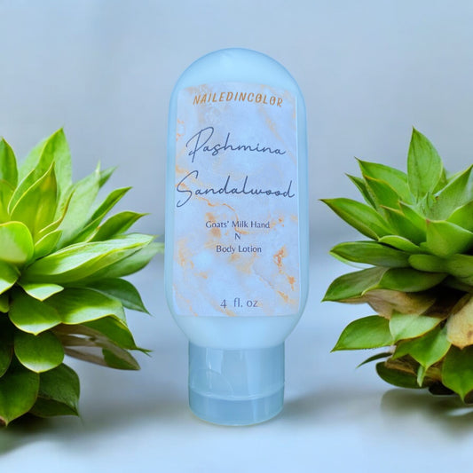 Pashmina Sandalwood Goats' Milk Hand & Body Lotion by NailedInColor Women's Scented Lotion Skin Care Moisturizer Skin Health