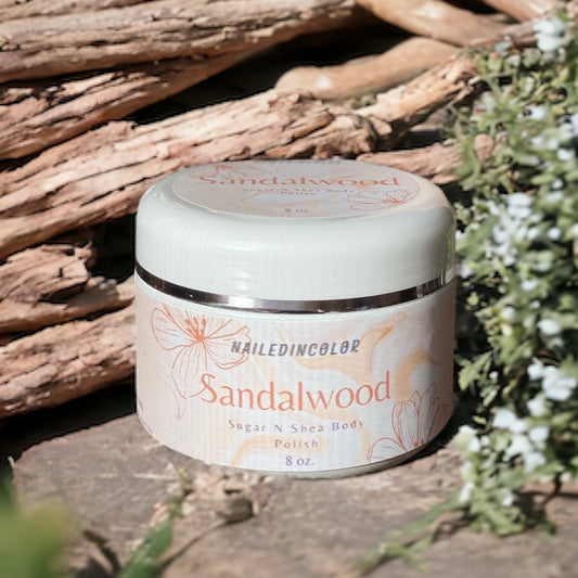 Sandalwood Body Polish by NailedInColor Shower Sugar Scrub Scented Exfoliant Women's Moisturizer