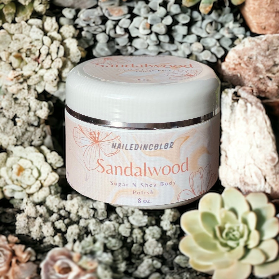 Sandalwood Body Polish by NailedInColor Shower Sugar Scrub Scented Exfoliant Women's Moisturizer