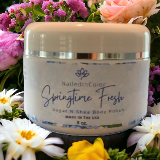 Springtime Fresh Sugar N Shea Body Polish by NailedInColor Sugar Scrub Women's Fresh Clean Moisturizer Exfoliant