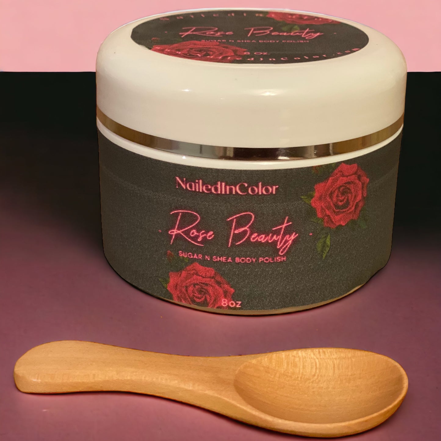 Rose Beauty Sugar N Shea Body Polish Sugar Scrub Women's Shower Scrub Moisturizer Exfoliant by NailedInColor