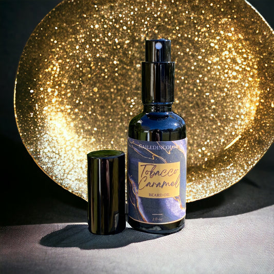 Tobacco Caramel Scented Beard Oil for Men by NailedInColor Beard Management Smoothing Skin Protection