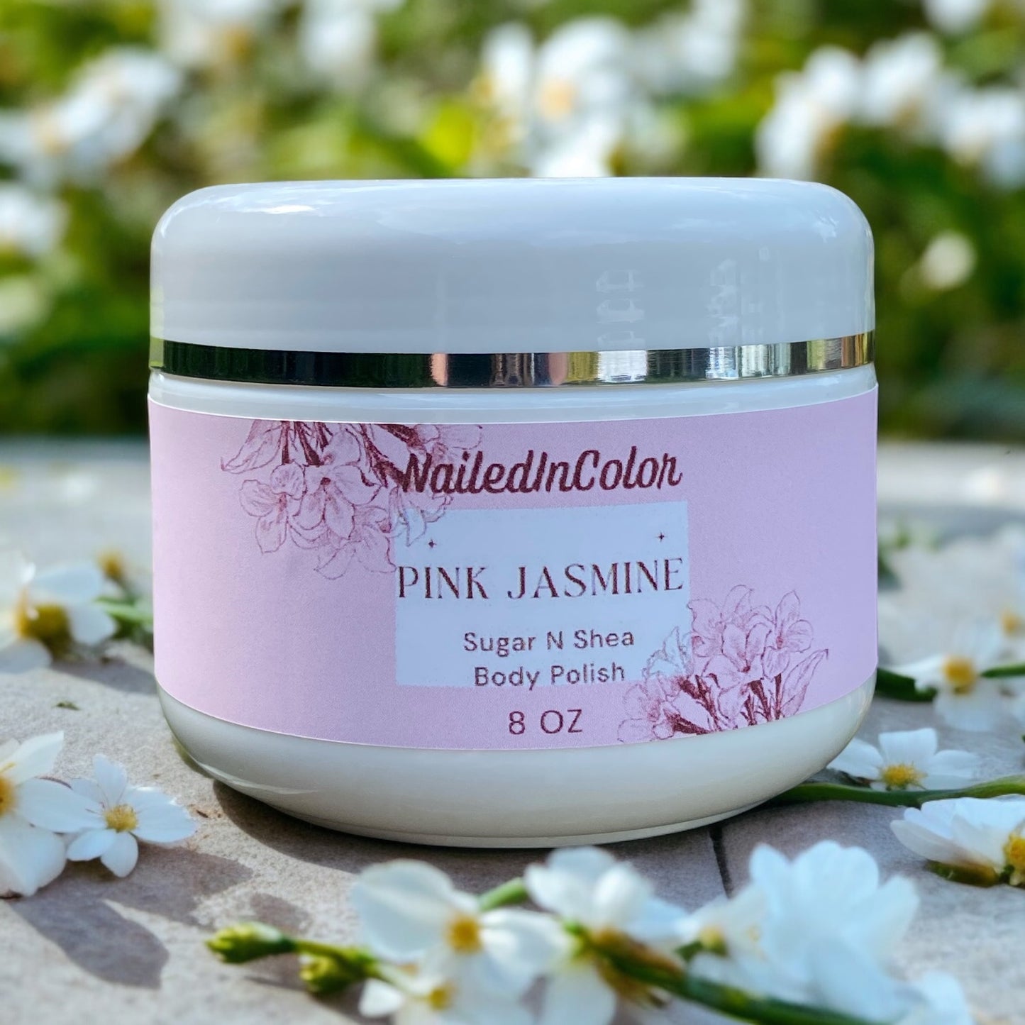 Pink Jasmine by NailedInColor  Scented Luscious Sugar Scrub Moisturizer Body Polish Exfoliant