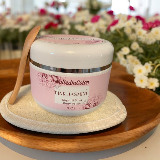 Pink Jasmine by NailedInColor  Scented Luscious Sugar Scrub Moisturizer Body Polish Exfoliant
