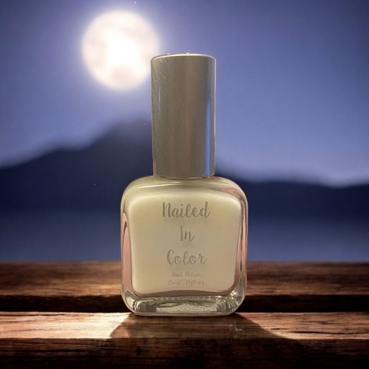 Lunar Blue by NailedInColor Glow in the Dark Opaque Nail Polish Sunlight Enhanced nail color to light blue by NailedInColor