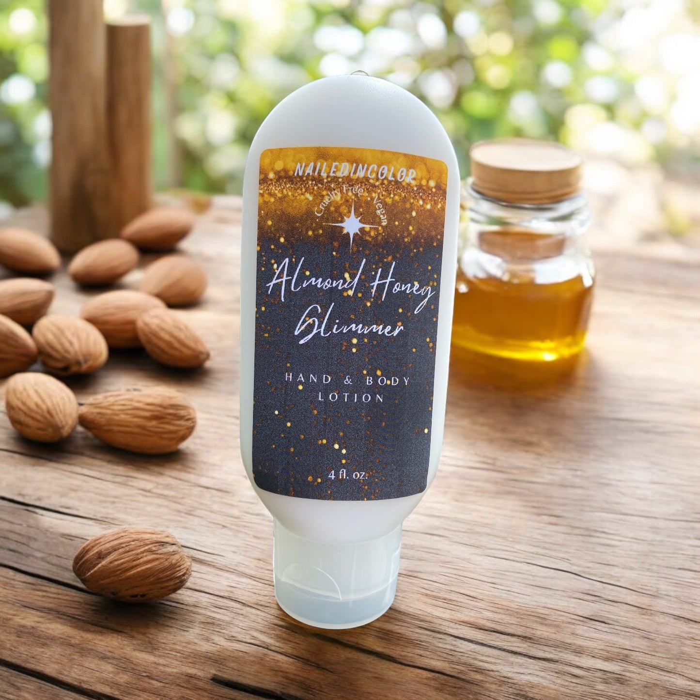 Almond Honey Glimmer Goats' Milk Lotion by NailedInColor Scented Moisturizer Skin Care Women's Cosmetic
