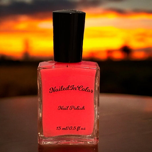 Sunset Bliss-Women's Glow in the Dark Nail Polish Coral to Pink Teens Cosmetic by NailedInColor