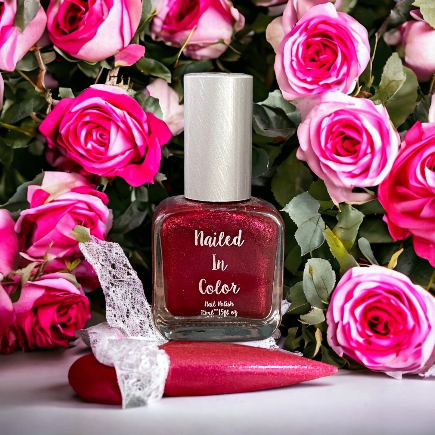 Reflections of Love-Red Nail Polish for Women Teens Red Nail Color Cosmetic Nail Care by NailedInColor