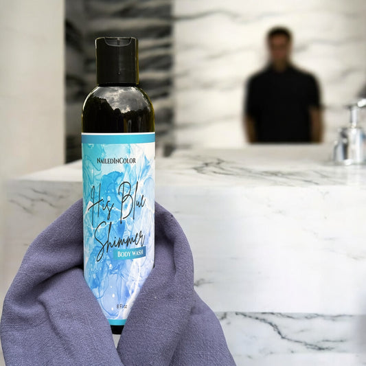 His Blue Shimmer-Men's Scented Body Wash Grooming Shower Accessory Skin Care Moisturizing Moisturizer Toiletry by NailedInColor