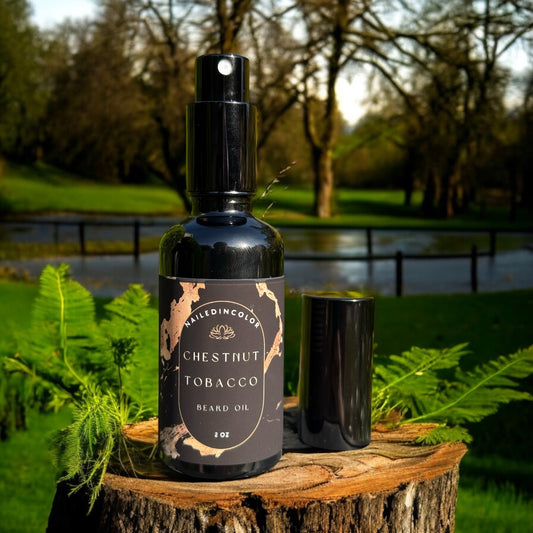 Chestnut Tobacco- Men's Scented Beard Oil Skin Moisturizer Beard and Skin Care Grooming by NailedInColor