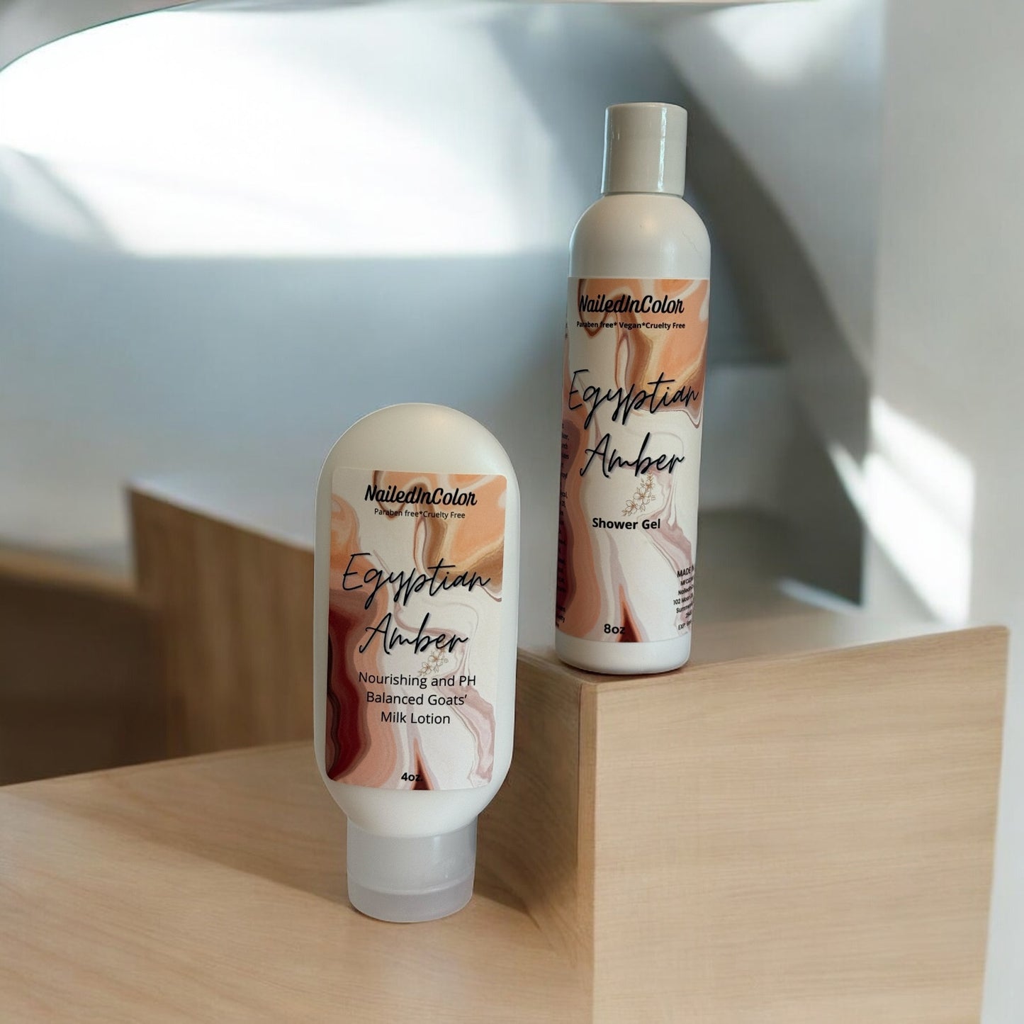 Egyptian Amber Set-Body Wash with Matching Goats' Milk Lotion-Women's Scented Skin Care-Paraben Free-Gift Giving