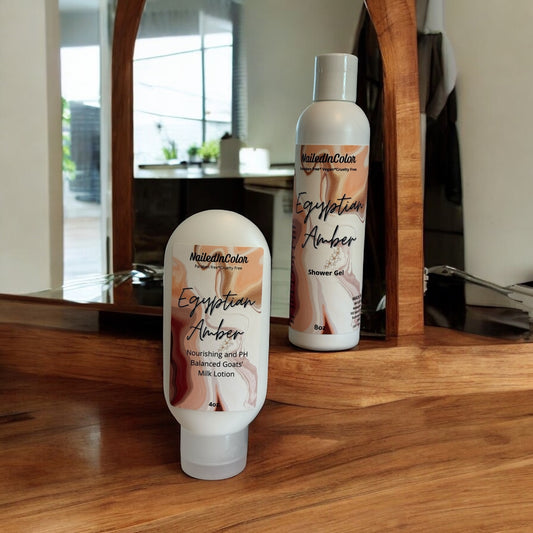 Egyptian Amber Set-Body Wash with Matching Goats' Milk Lotion-Women's Scented Skin Care-Paraben Free-Gift Giving