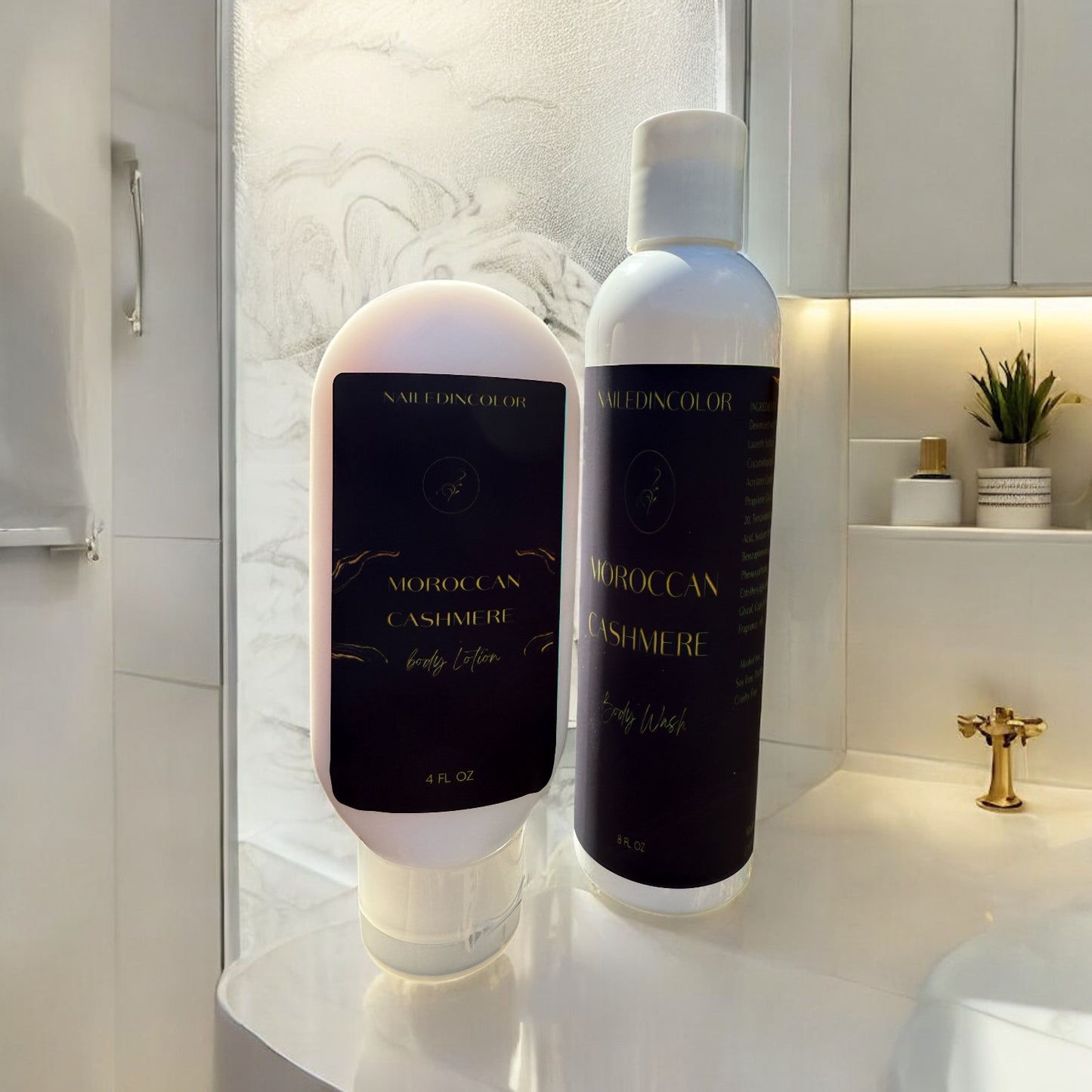 Moroccan Cashmere Bundle- Scented Shower Gel and Moisturizing Goats' Milk Lotion Women Teens Skin Care