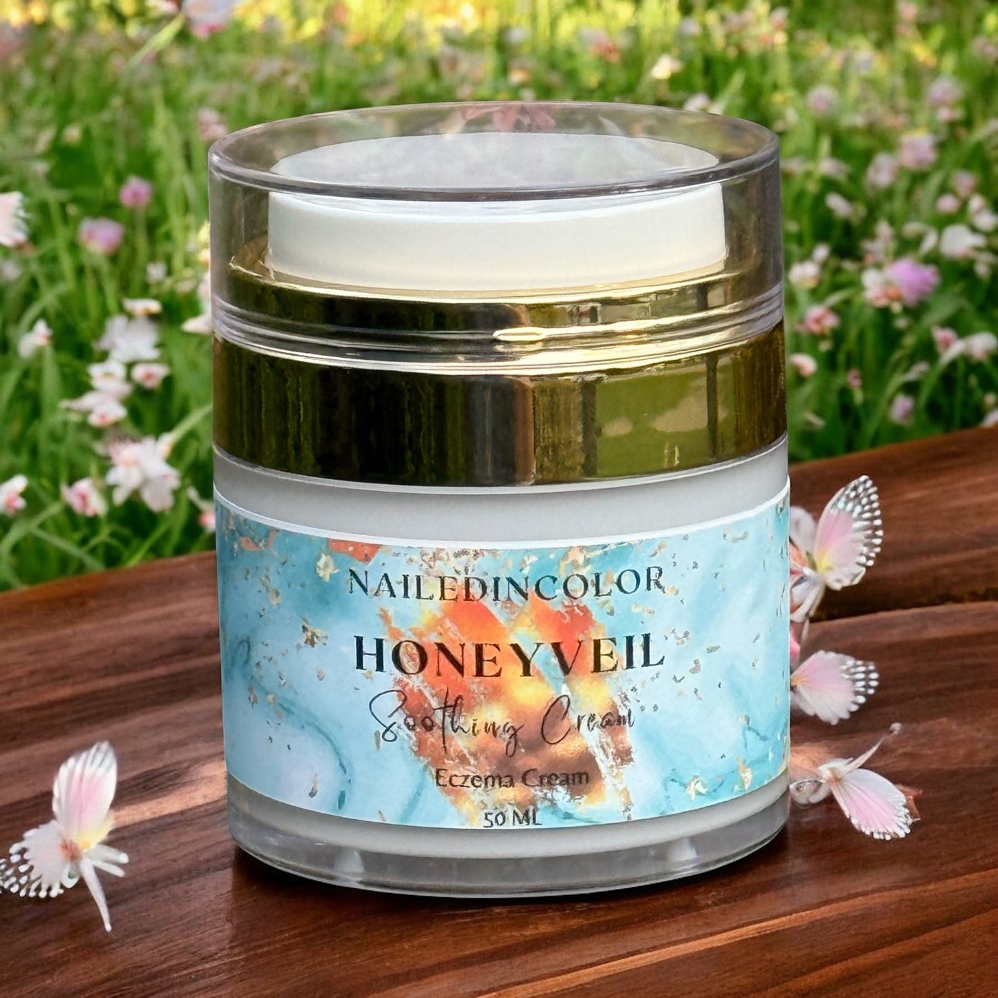 Honeyveil Soothing Facial Cream by NailedInColor  for Irritated Sensitive Skin Eczema Women Teens 50ml Unscented Healing Dryness