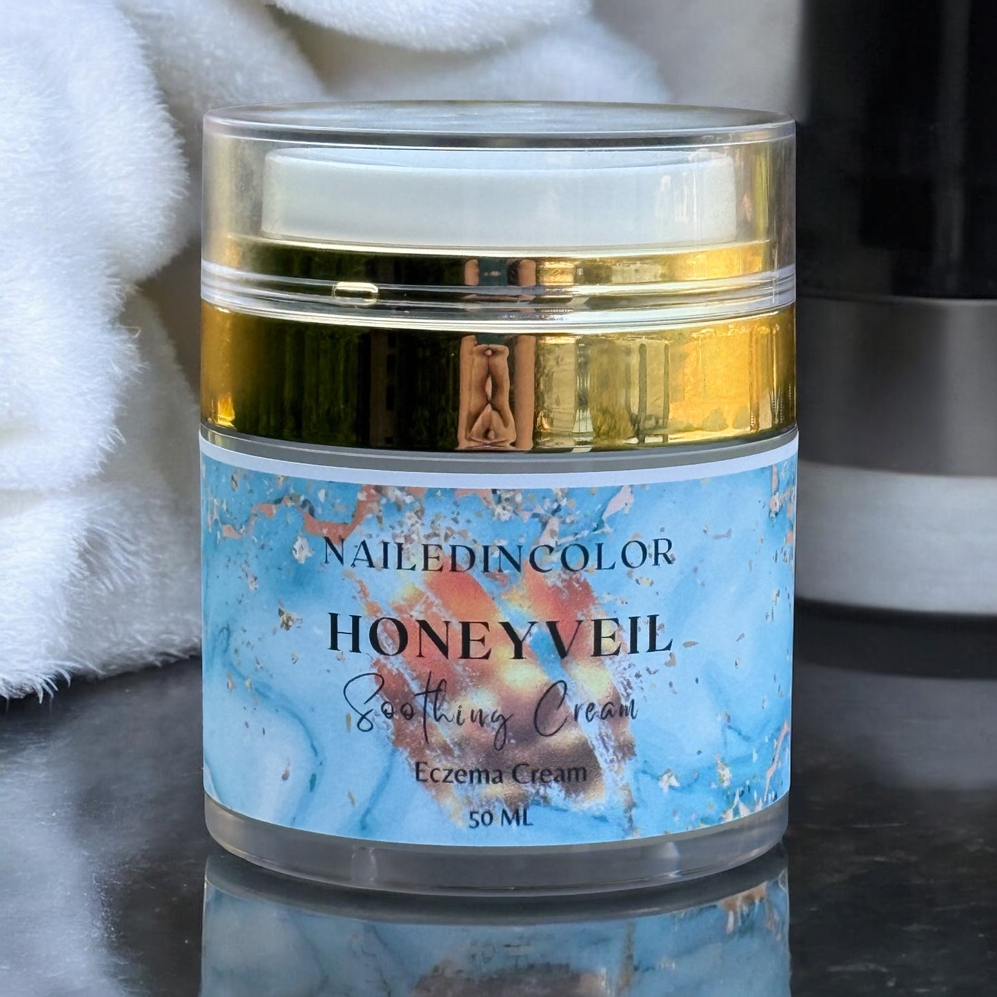 Honeyveil Soothing Facial Cream by NailedInColor  for Irritated Sensitive Skin Eczema Women Teens 50ml Unscented Healing Dryness
