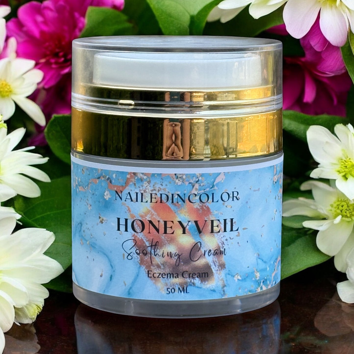 Honeyveil Soothing Facial Cream by NailedInColor  for Irritated Sensitive Skin Eczema Women Teens 50ml Unscented Healing Dryness