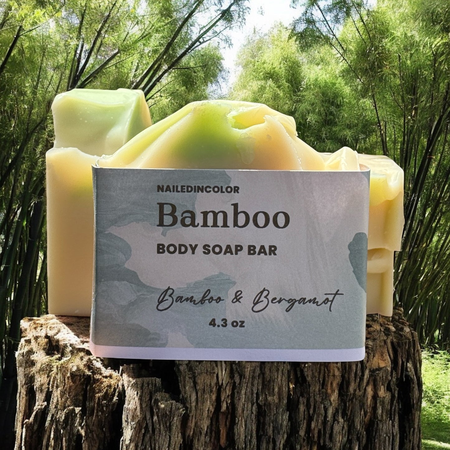 Bamboo by NailedInColor,  Vegan Bar Soap – 4.3 oz Earthy Fresh Scent for Men & Women | Cruelty-Free, Clean Formula