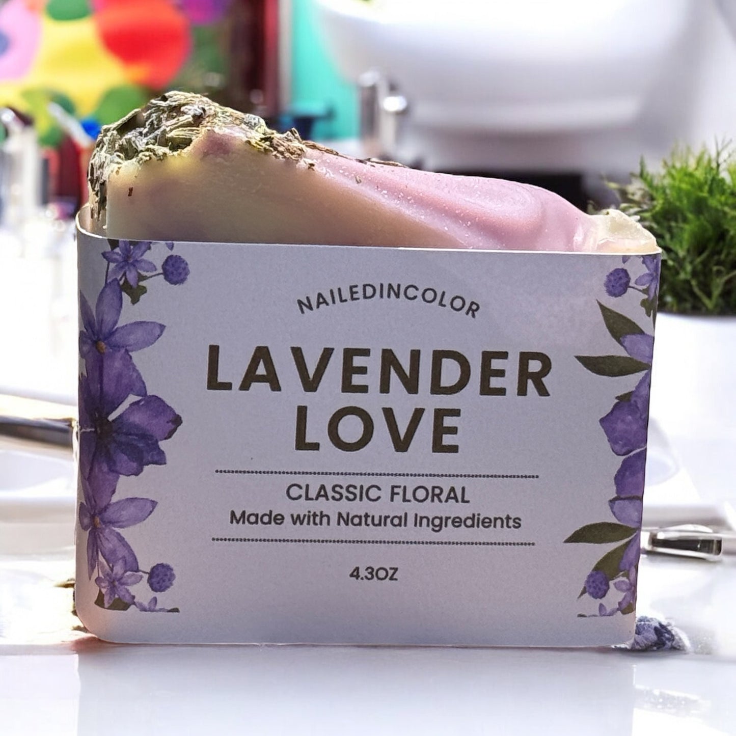 Lavender Love Scented Bar Soap for Women, Teens, Clean, 4.3 oz, Soft Skin, Fragrance NailedInColor