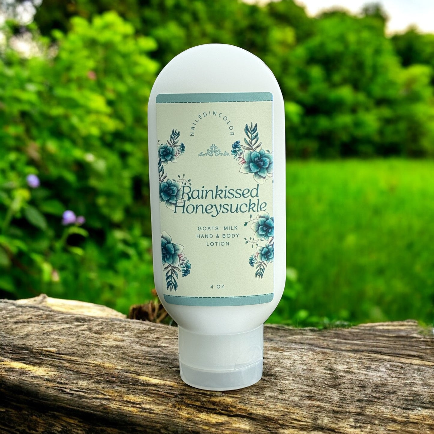 Rainkissed Honeysuckle Goats' Milk Hand & Body Lotion by NailedInColor, 4 oz Women's Scented Moisturizer, Skin Care, Fragrance Oil Lotion