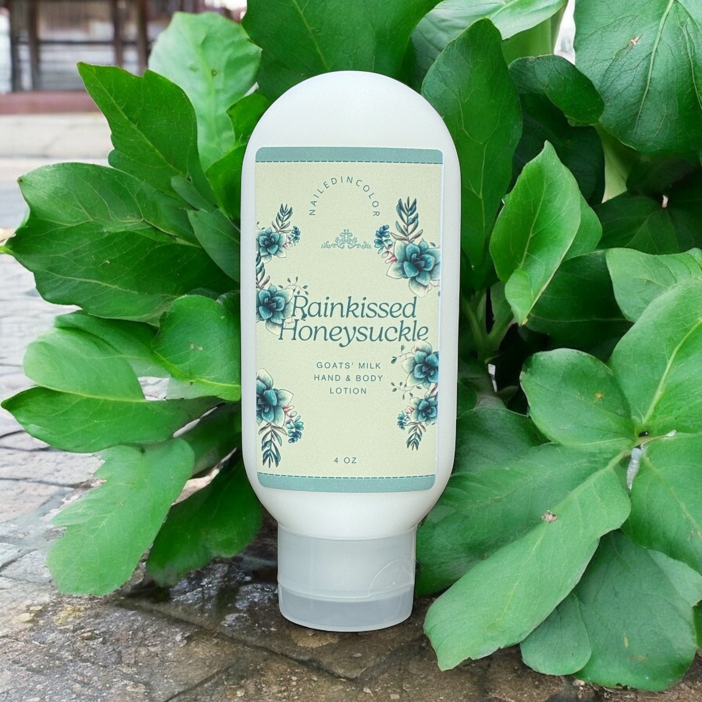 Rainkissed Honeysuckle Goats' Milk Hand & Body Lotion by NailedInColor, 4 oz Women's Scented Moisturizer, Skin Care, Fragrance Oil Lotion