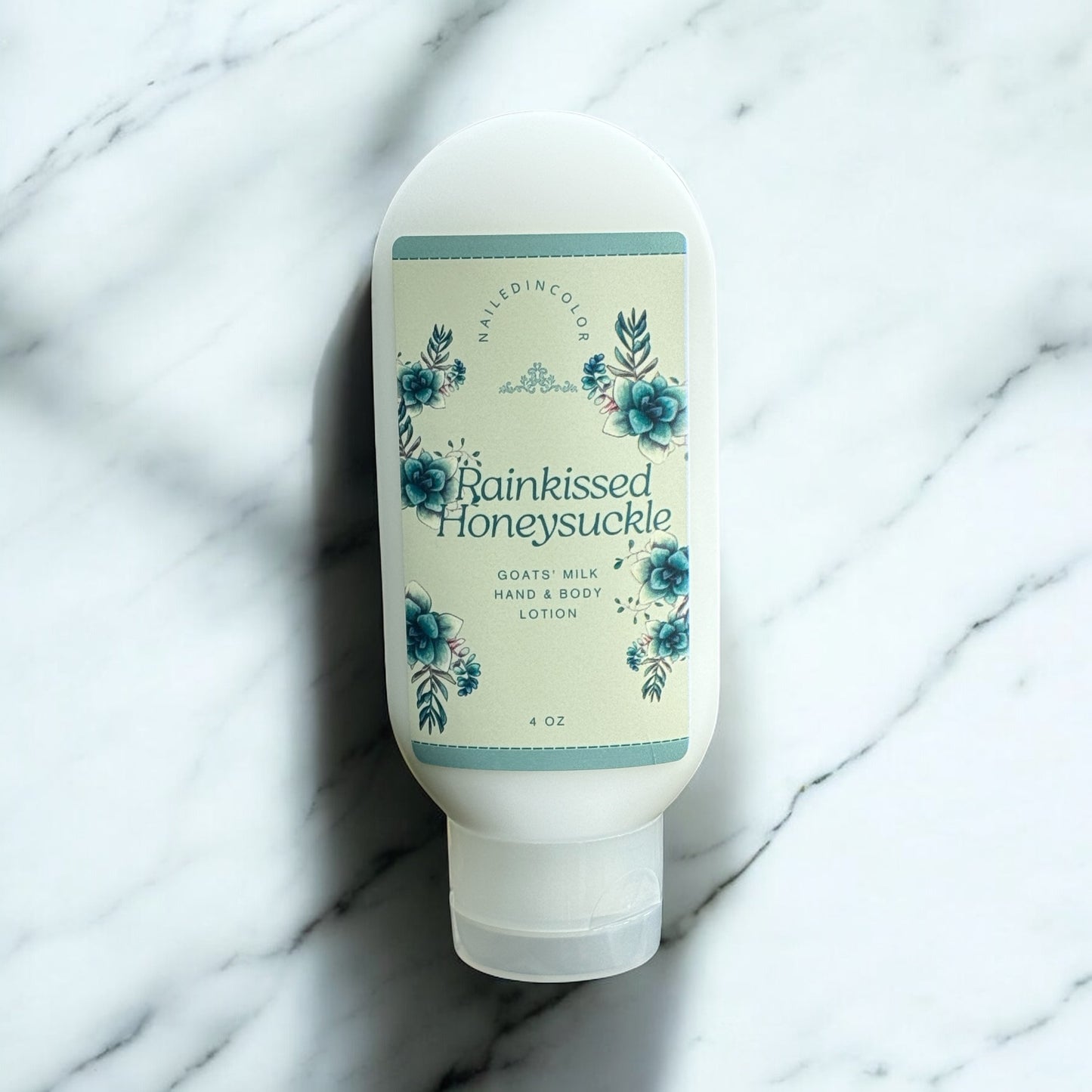 Rainkissed Honeysuckle Goats' Milk Hand & Body Lotion by NailedInColor, 4 oz Women's Scented Moisturizer, Skin Care, Fragrance Oil Lotion