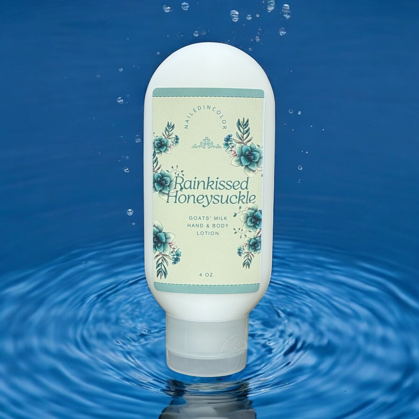 Rainkissed Honeysuckle Goats' Milk Hand & Body Lotion by NailedInColor, 4 oz Women's Scented Moisturizer, Skin Care, Fragrance Oil Lotion