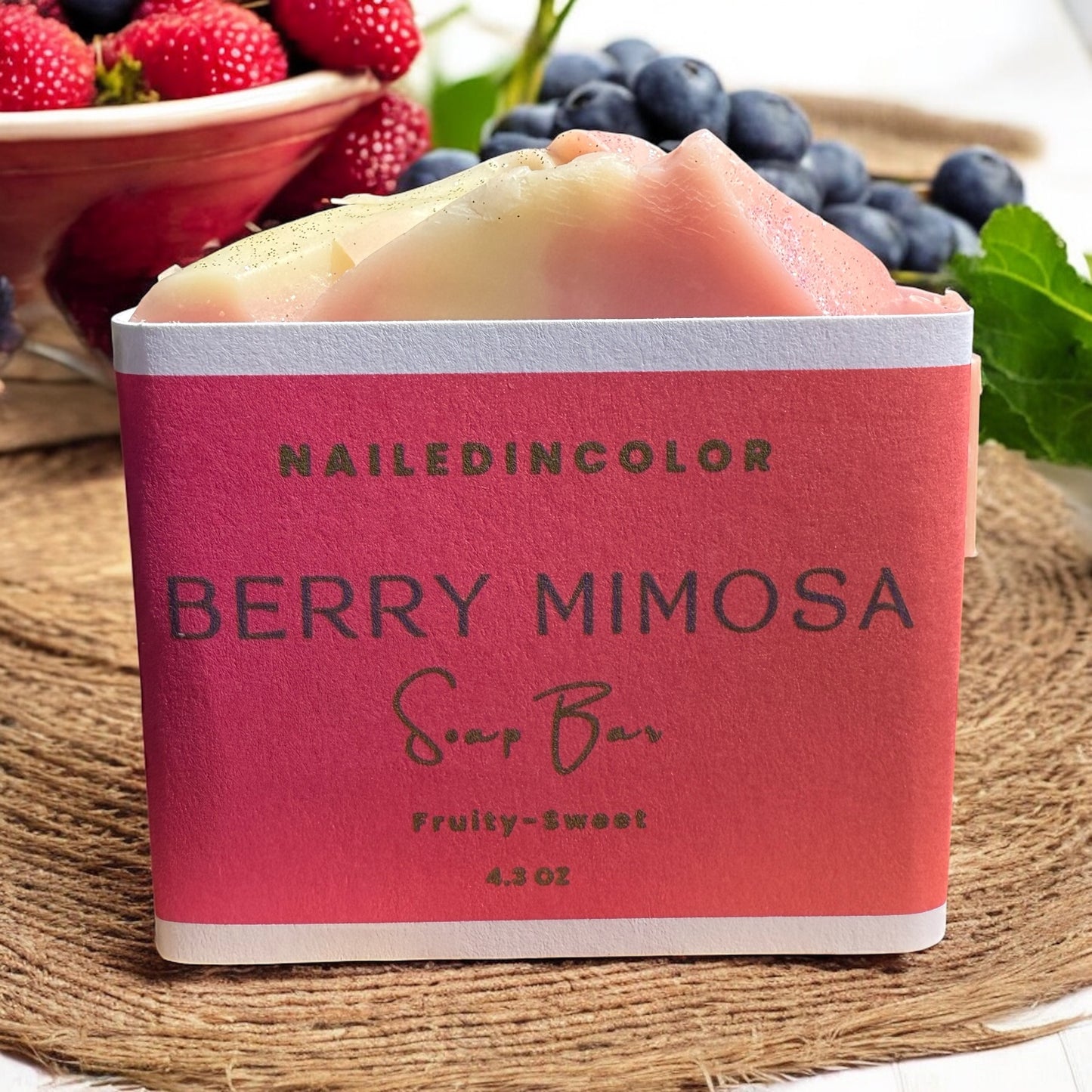 Berry Mimosa Scented Bar Soap for Women, Teens, Moisturizer, Skin Care, Bath Bar, Shower, Gentle, 4.3 oz