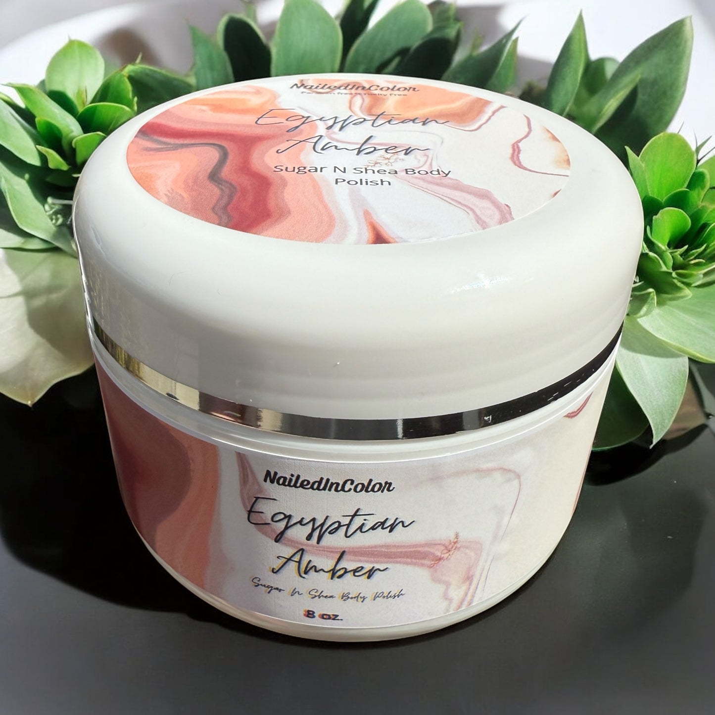Egyptian Amber Sugar N Shea Body Polish by NailedInColor, Exfoliating Polish for Smooth, Glowing, Soft Scented Skin