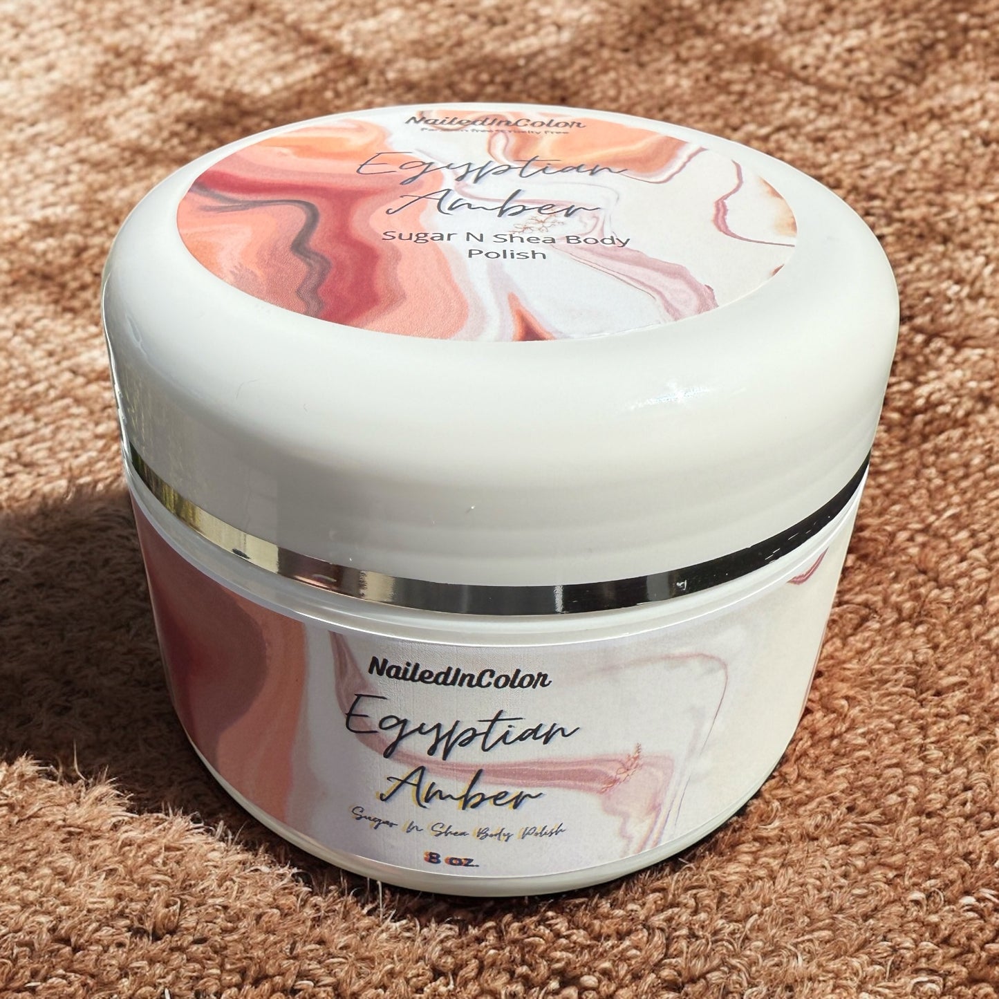 Egyptian Amber Sugar N Shea Body Polish by NailedInColor, Exfoliating Polish for Smooth, Glowing, Soft Scented Skin