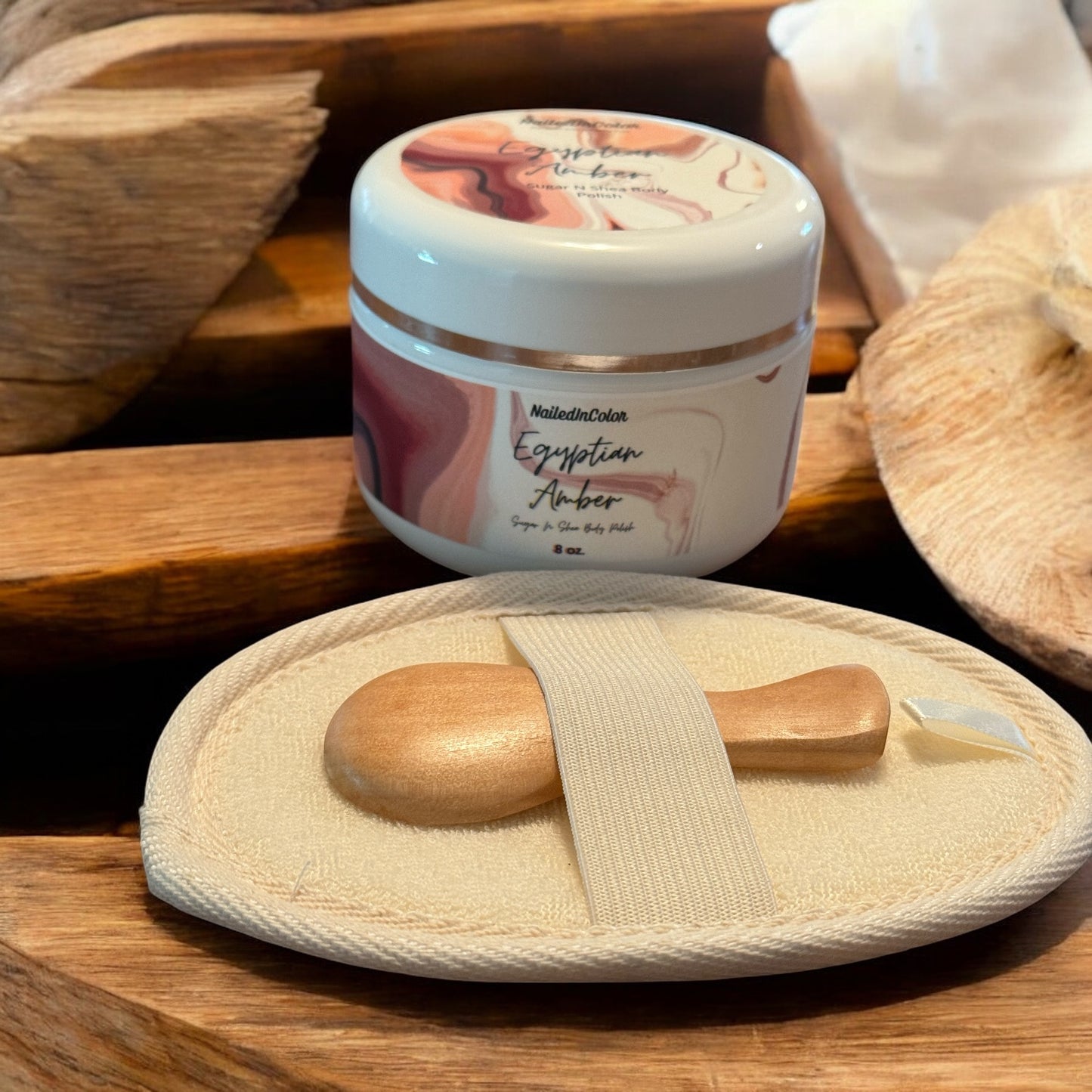 Egyptian Amber Sugar N Shea Body Polish by NailedInColor, Exfoliating Polish for Smooth, Glowing, Soft Scented Skin