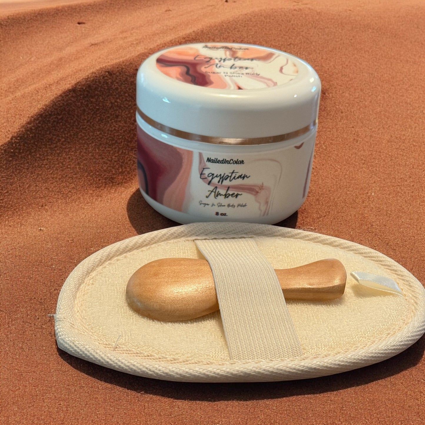 Egyptian Amber Sugar N Shea Body Polish by NailedInColor, Exfoliating Polish for Smooth, Glowing, Soft Scented Skin